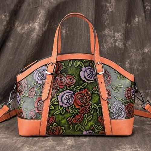 Female Retro Cowhide Luxury Handbags 2021 Winter Women Leisure Genuine Leather Large Capacity Shoulder Crossbody Bags Sac A Main