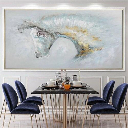 Hand-Painted Oil Painting High Quality Animal Horse Modern Abstract Canvas Painting Office Home Decoration Living Room Wall Art