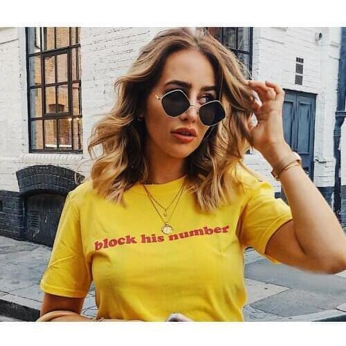 Skuggnas New Arrival Block His Number Red Letters Women T-shirt Short Sleeve Fashion Tumblr t shirts Drop Shipping Aesthetic Top