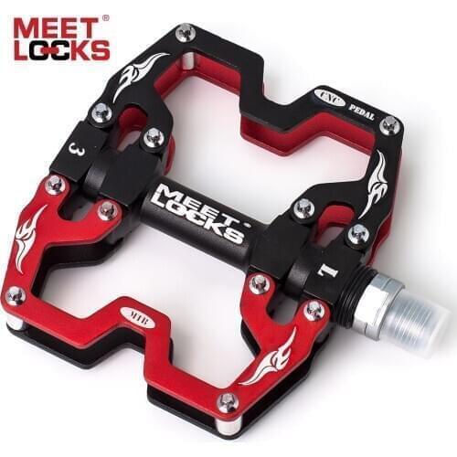 MEETLOCKS Bicycle Pedals CNC Aluminum Body For MTB Road Cycling 3 Bearing Bicycle Pedal Bike Body Parts Cycling Accesssories