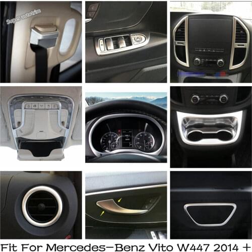 Lapetus Inner Door Doorknob Handle Strip Cover Trim 2 Pcs Fit For Mercedes-Benz Vito W447 2014 - 2020 Interior ABS Pearl Chrome