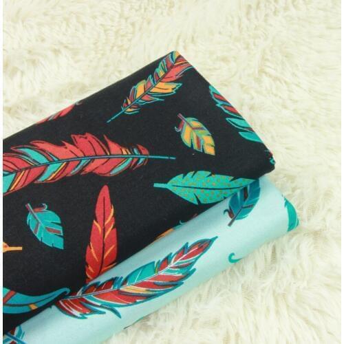 High quality pure cotton fabric Feather printing cotton fabric Handmade DIY patchwork clothes fabric for dress