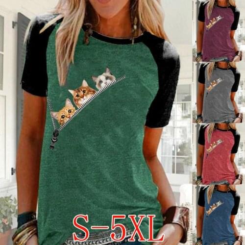 Women Summer New Fashion Solid Color Short Sleeve Round Neck T-shirt Ladies Raglan Shirt Casual Loose Blouse Tops Plus Size