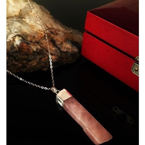 Dr Stone Natural Stone Women 'S Pink Quartz silver plated Necklace KRB232 372867688