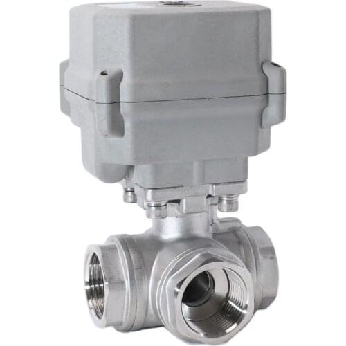 1'' 3-way 15Nm Torque Electric Valve With Manual Overrid DC12/24V Dn25 Stainless Steel Motorized Ball Valve Electric