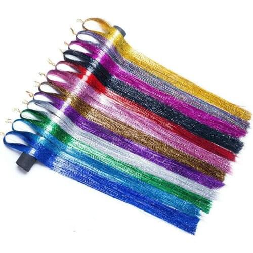 1PCS Sparkle Shiny Hair Tinsel Rainbow Silk Hair Extensions Dazzles Women Hippie For Braiding Headdress