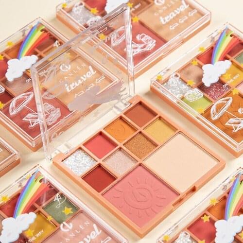 1PC NEW Matte Glitter Eyeshadow Palette Eye Makeup Set Shimmer Mini 10-Color Pink Pearlescent Waterproof Sequin Eye Shadow TSLM1