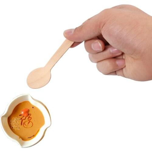 100Pcs Wooden Spoon Disposable Mini Spoon Dessert Scoop Western Wedding Party Tableware Kitchen Cook Accessories Tool