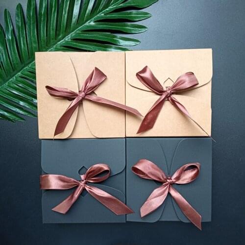 20pcs Vintage Kraft Paper Box Cookies Chocolate Cake Packaging Boxes Christmas Wedding Decoration Gift Package Box With Ribbon