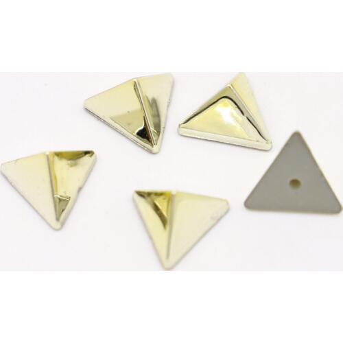 200pcs 13*2.5mm charm ccb beads fashion accessoires rose gold color uv triangle spike studs sew on glue on bagsor clothing