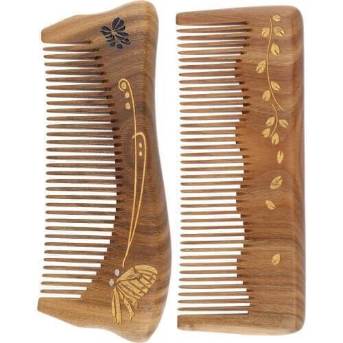 5.5 inches Handmade Sandalwood Hair Comb No-Static Detangling Brush for Men Women Kids