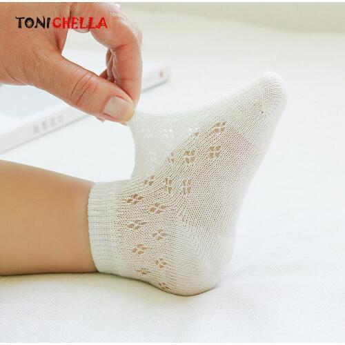 5 Pairs Summer Baby Socks Mesh Thin Cotton Anti Slip Infant Kids Unisex Boy Girls Solid Color Breathable Childrens Socks CL5274