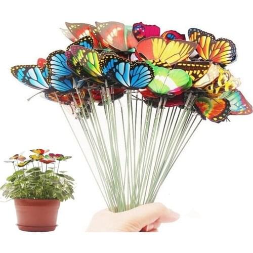 50Pcs/Set Butterflies Garden Yard Planter Colorful Whimsical Butterfly Stakes Decoracion Outdoor Decor Flower Pots Decoration