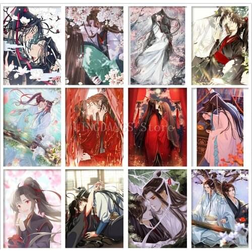 5D DIY Full Drill Diamond Painting Anime Boys Mo Dao Zu Shi Diamond Mosaic Cartoon Embroidery Cross Stitch Set Home Decor Gift
