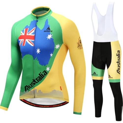 Australia 2021 Spring Autumn Cycling Clothes mens Jersey suit outdoor riding bike MTB clothing Bib Pants set