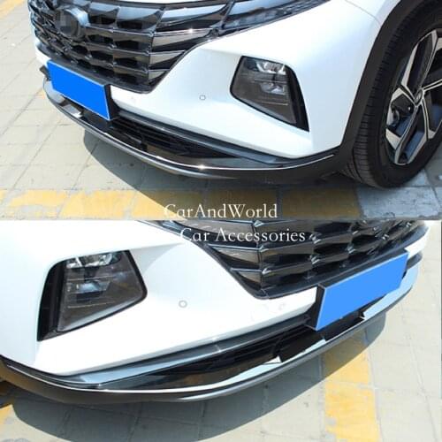 Auto Front Bottom Bumper Molding Net Grille Guard Trims Cover Garnish Sticker Strip For Hyundai Tucson 2021 2022 Car Accessories