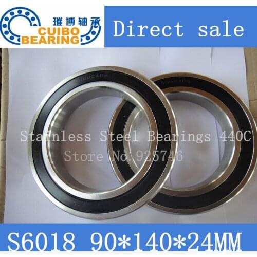 Free Shipping 1PCS S6018 2RS Stainless Steel Bearing 90x140.x24 Miniature 6018 RS Ball Bearings S6018