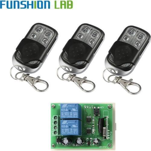 FUNSHION 433Mhz Wireless RF Switch DC 12V 2CH RF Relay Receiver Module + 433 Mhz Remote Control For DC Motor Reverse Controller