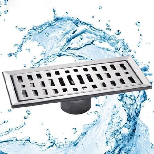 Large-Traffic Stainless Steel Bathroom Shower Square Floor Waste Grate Sanitary 20Cm X10Cm Floor Drain