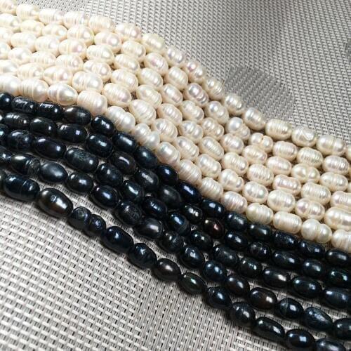 Natural Freshwater Pearl Beading Rice shape Isolation Punch Loose Beads For jewelry making DIY Necklace Bracelet Accessories