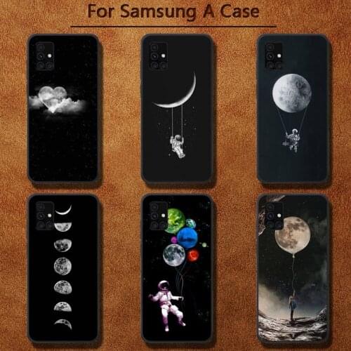 Space Moon Phone Case for Samsung A91 01 10S 11 20 21 31 40 50 70 71 80 A2 CORE A10