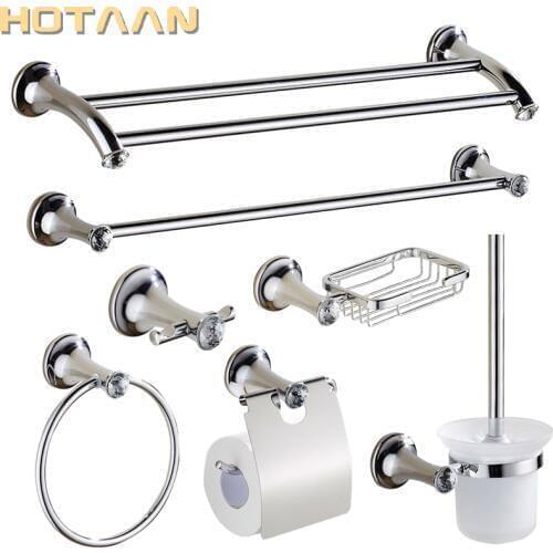 Stainless Steel Chrome Plated Bathroom Hardware Set Towel Rack Toilet Paper Holder Towel Bar Hook Bathroom Accessories Set