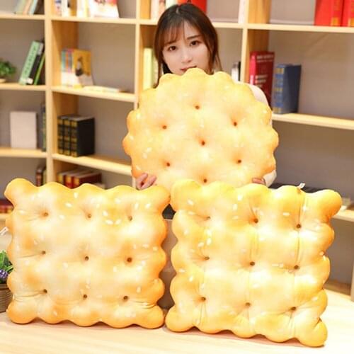 Simulation Biscuits Plush Toy Sofa Pillow Round Shape Square Sesame Plain Cookie Lifelike Food Snack Cushion Photography Props
