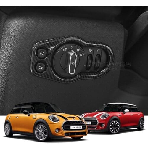 Simulation Carbon Fiber ABS Headlight Control Panel Cover Housing Decorative Trim Frame For Mini Cooper F55 F56 F57 Accessories