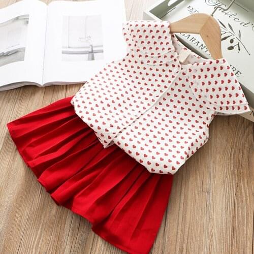 Girls Sets 2020 Summer New Childrens Clothing Girls Cute Doll Collar Sleeveless Lapel Shirt + Fashion Skirt Two-Piece Suit