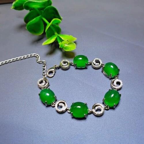 Natural ice green chalcedony bracelet