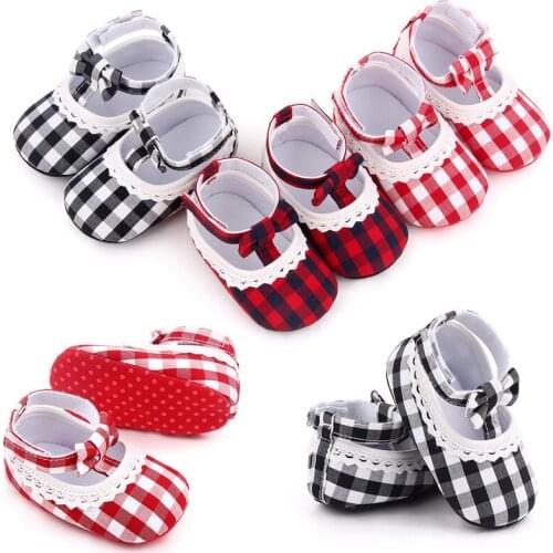 New Baby Shoes Fashion Plaid Infant Cotton First Walkers Soft Sole Newborn Girls Crib Shoes