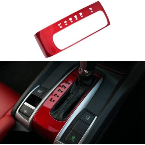 Shift Gear Panel Trim Automatic Transmission Shift Box Cover for 10Th Gen Honda Civic 2020 2019 2018 2017 2016 - Red