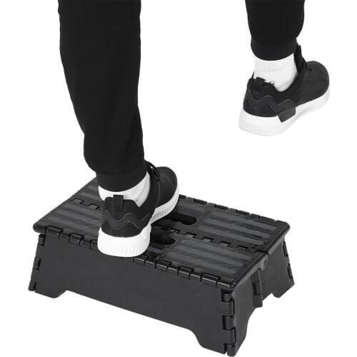 Portable Folding Step Stool Black Step Ladder for Elderly Pregnant Bathroom Travel Use 300 lb loading capacity