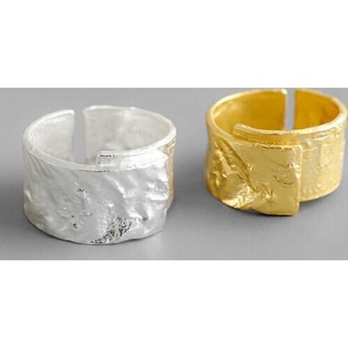 Silver Plated Irregular Finger Rings Fashion Simple Geometric Jewelry Gifts for Women Size 16.5mm Adjustable Dropshipping