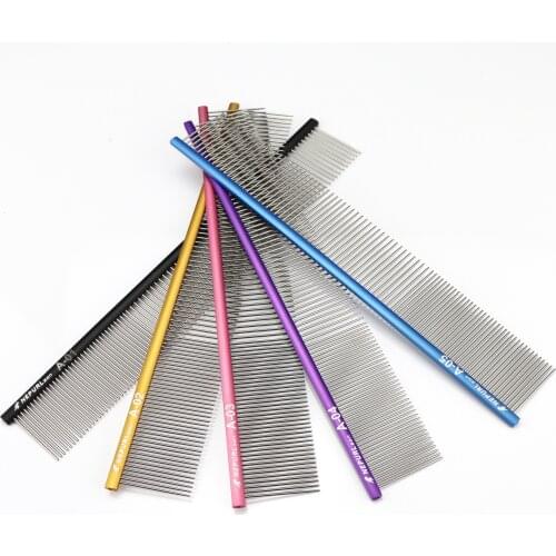 5 color available Space Aluminum Pet Dog Comb Grooming Comb For Shaggy Cat Dogs Barber Grooming Tool Salon 5 Color