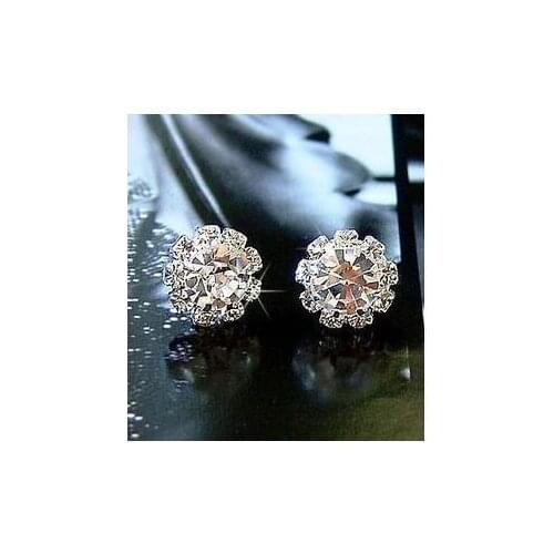 New Style Fashion Shiny Sunflowers Crystal OL Earrings Wedding Jewelry Accessories Fashion Crystal Earrings