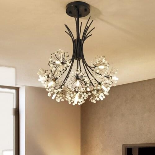 Modern simple dandelion led chandelier bedroom personality living room dining room crystal warm Crystal Chandelier