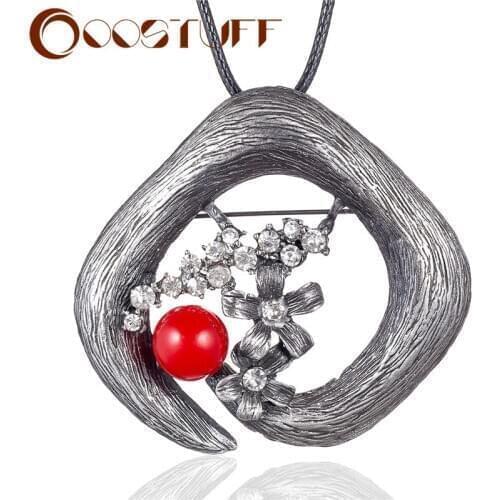 Vintage Square Pendant Long Necklace for Women Jewelry Color Beads Flower Crystal necklaces & pendants jewellery Rope Chain 2021