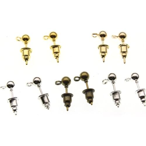 50pcs/lot 3 4 5 mm Ball Earring Stud Post Pins with Earring Backs Stopper Supplies For DIY Handmade Ear Jewelry Making Findings