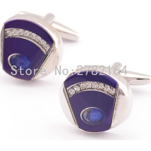 Circular stained glass crystal cufflinks mens shirts cufflinks cuff free shipping