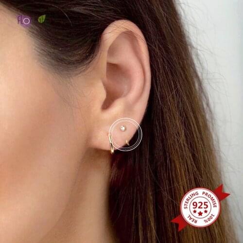 Simple Geometric Studs 925 Sterling Silver Stud Earrings for Women Gold Silver Small Earrings Fashion Party Jewelry