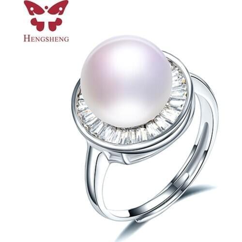 Beauty Fashion 10-11mm AAAA natural freshwater pearl ring for women gift, 925 sterling silver women adjustable jewelry ring