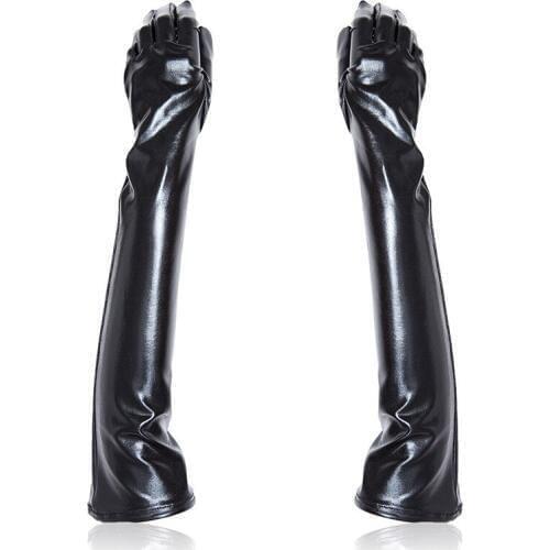 1 Pair New Design Womens Long Hand Gloves Sexy Black Long Satin Fingerless Gloves for Ladies Girls Hand Gloves Adults Lady