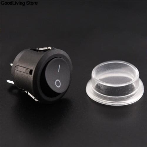1pcs Round Black 2 Pin SPST ON-OFF Rocker Boat 12V Snap + Waterproof Coat Switch