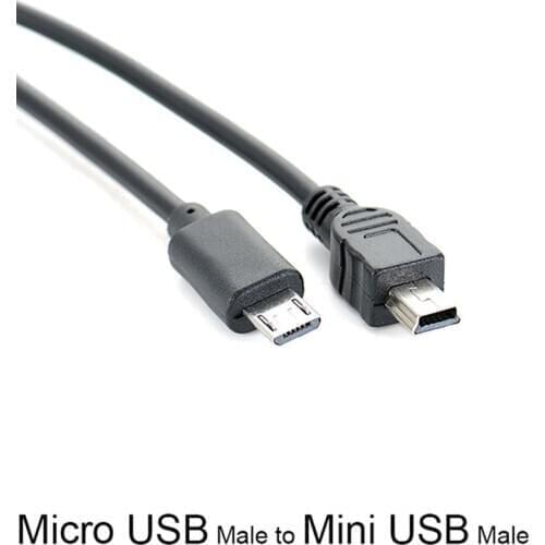 1pc Micro USB Male To Mini USB Male Data Adapter Converter Cable Cord Data Cable 25cm