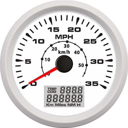 12V-24V Marine Auto GPS Speedometer Speedo Velometer 0-35MPH 0-55KM/H Odometer Mileage with Backlight 85mm