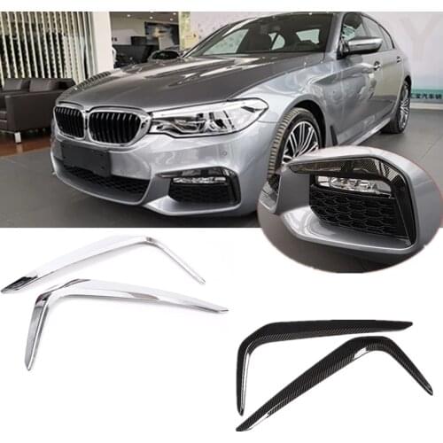 Car Exterior Car Front Fog Light Strips Trim Cover Sticker Decoration Protection For BMW 5 Series G30 G38 530liM 2018-2019 2pcs