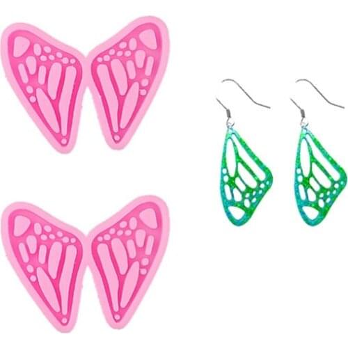 2 Pcs Wing Pendant Epoxy Resin Mold Earrings Necklace Keychain Silicone Mould