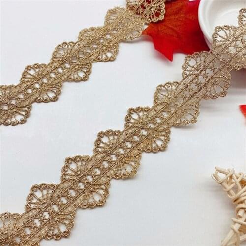 20Yards double side lace gold thread wedding accessories lace fabric trimming embroidery barcode hollow 3.6cm
