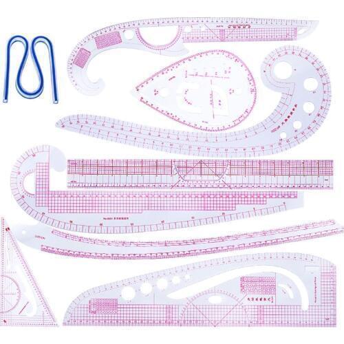 9Pcs/set Practical Sewing French Curve Cutting Ruler Measure Dressmaking Tailor Drawing Craft Tools